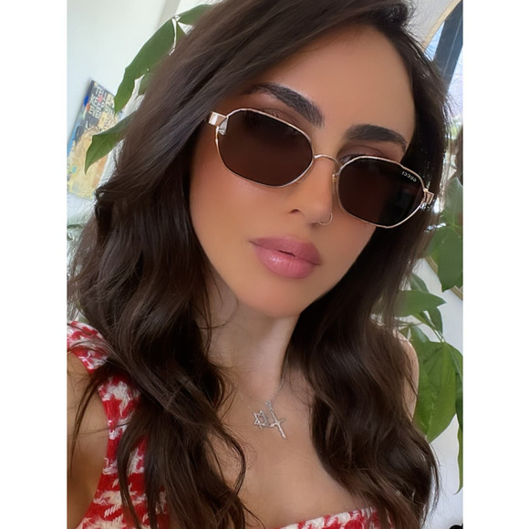 NEW Gucci GG1593S Rose Gold Violet Metal Sunglasses